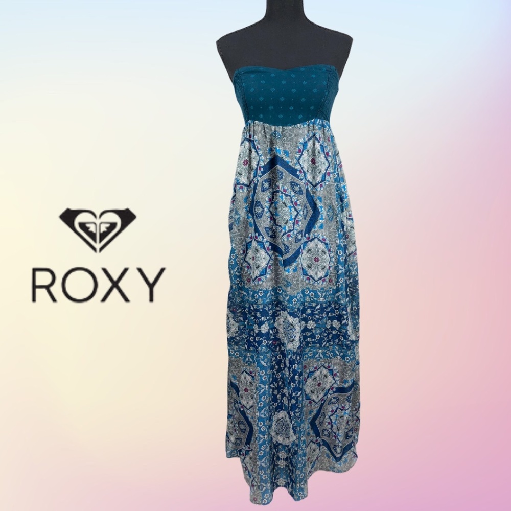 Roxy Strapless Super Nova Maxi Dress Sz Small